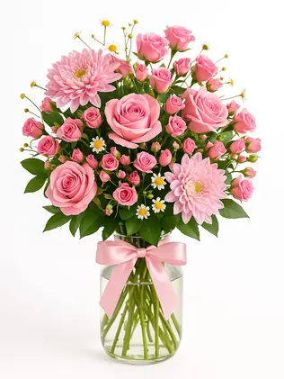 Rosen- und Minirosenstrauß in Rosa