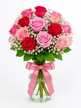 Rosenstrauß in Rot und Rosa