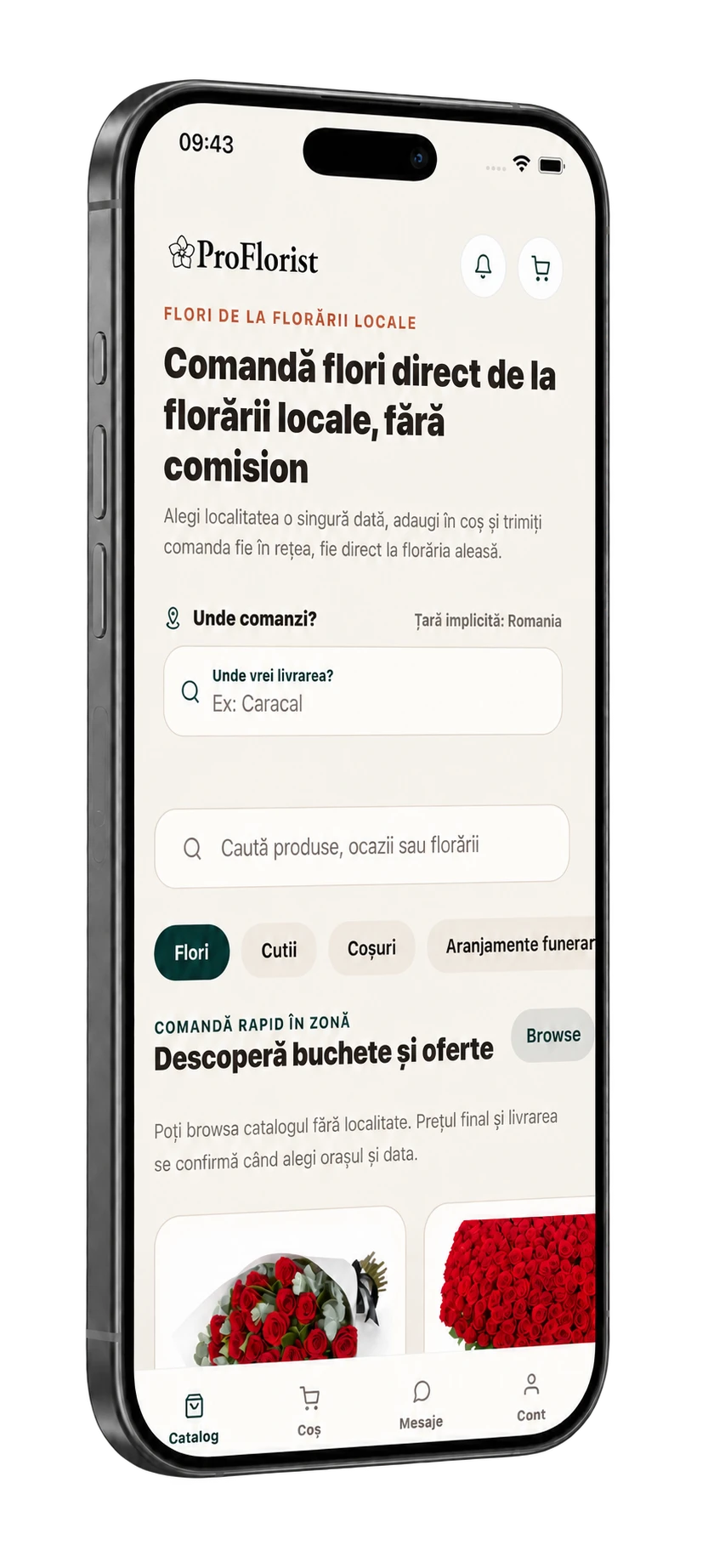 Die ProFlorist Client App auf einem Smartphone